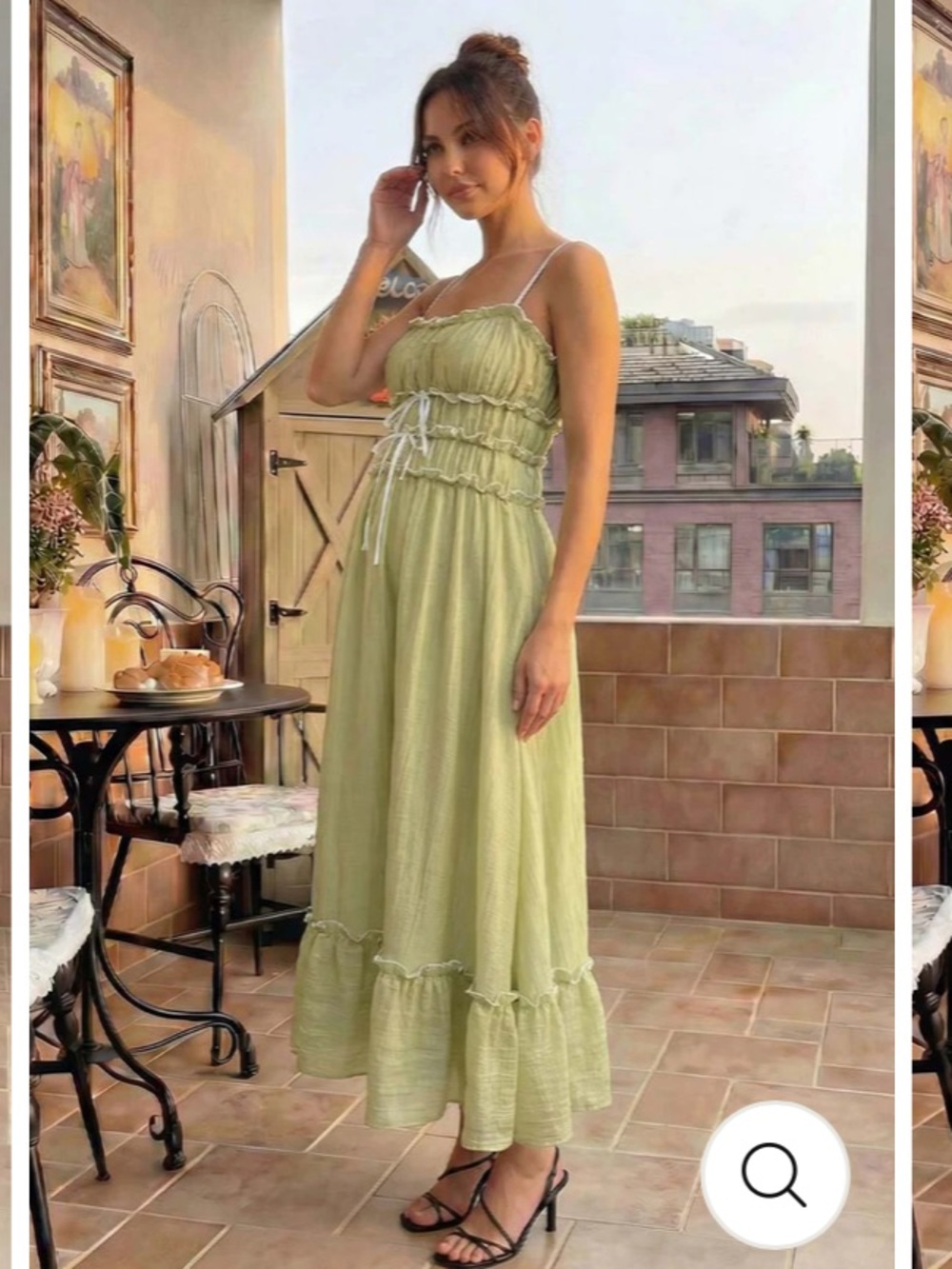 Summer Mae maternity Green Lettuce-Trim Maxi Dress size small